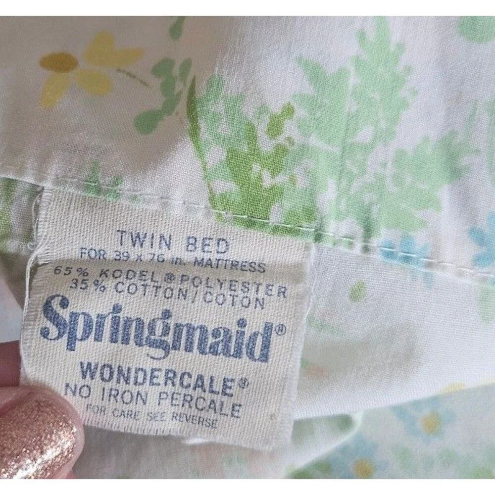 Set Of 2 Twin Bed Springmaid Wondercale Flat Sheets Bedding Vintage